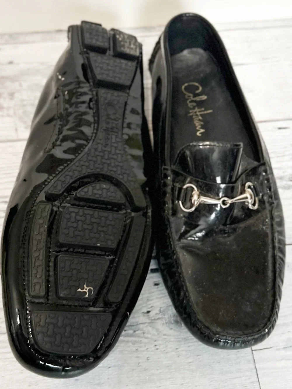 Cole Haan Black Patent Leather Loafers Sz